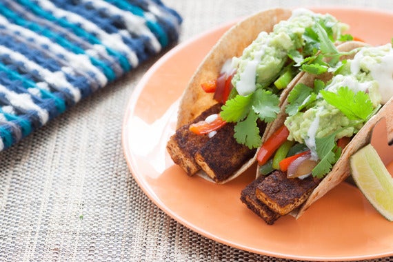 Tofu Fajitas with Fresh Guacamole & Whole Wheat Tortillas