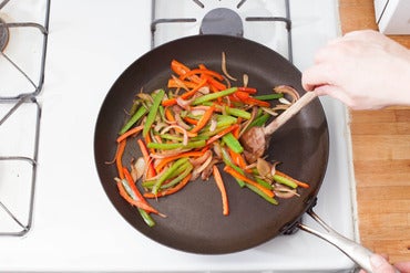 Cook the peppers & onion: