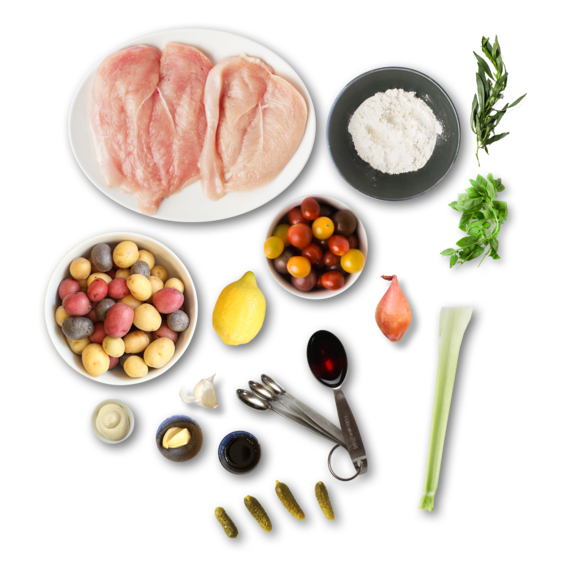Chicken Paillard with Warm Potato Salad ingredients
