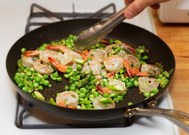 Cook the vegetables & shrimp: