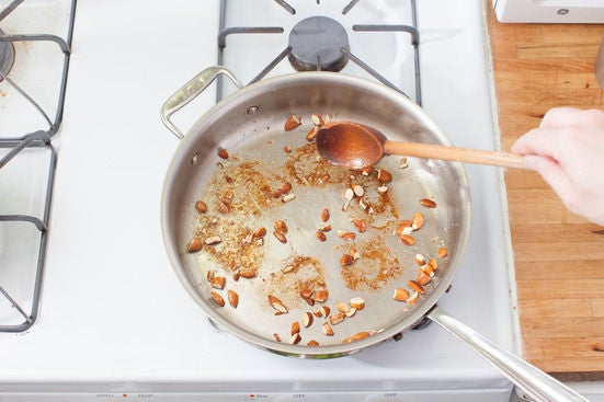Toast the almonds: