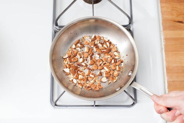 Toast the almonds: