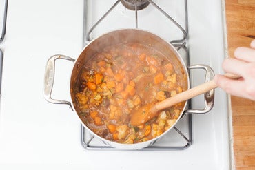 Finish the stew & plate your dish: