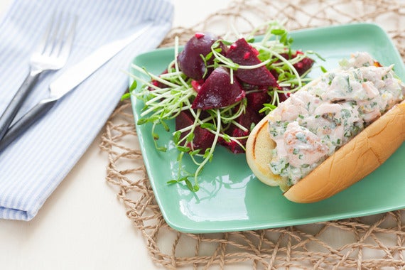 Salmon Roll Sandwiches with Baby Beet & Pea Shoot Salad