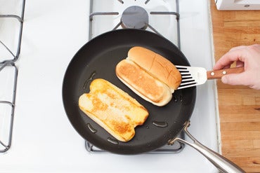 Toast the buns & plate your dish: