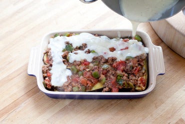Assemble the moussaka & bake: