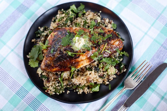 Chili-Rubbed Porgy with Lime Butter & Vegetable Quinoa