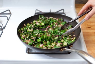 Cook the okra & chard: