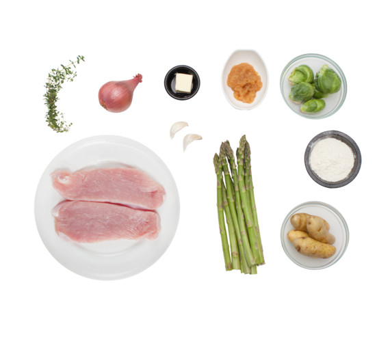 Lemon Thyme Turkey Cutlets with Asparagus, Brussels Sprouts & Crispy Fingerlings ingredients