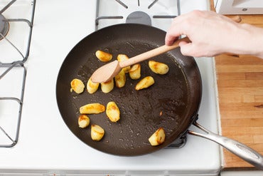 Brown the potatoes:
