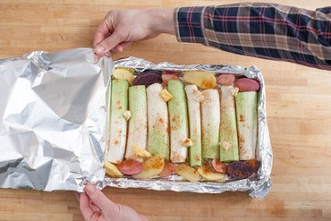 Prepare the leeks and potatoes: