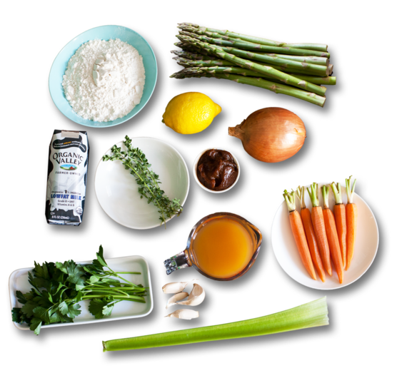 New Jersey Asparagus & Dumplings ingredients