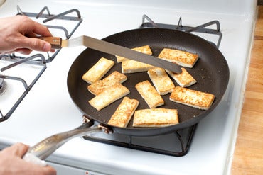 Brown the tofu: