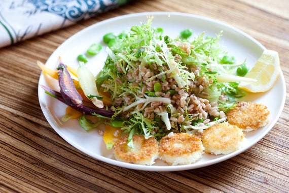 Frisee & Farro Salad with Warm Goat Cheese