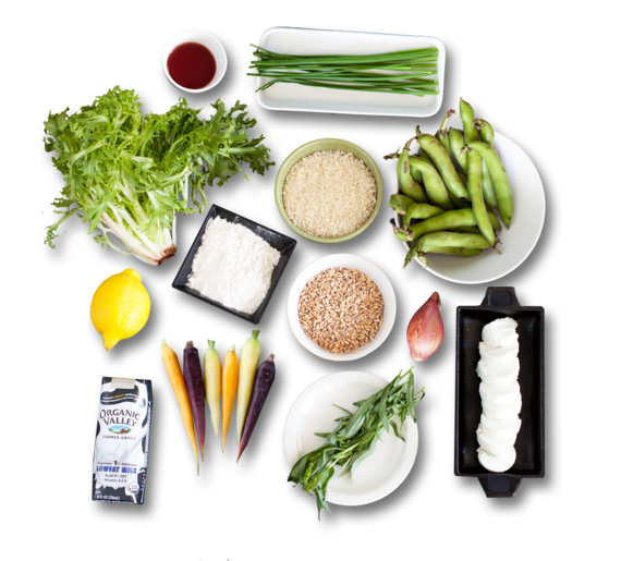 Frisee & Farro Salad with Warm Goat Cheese ingredients