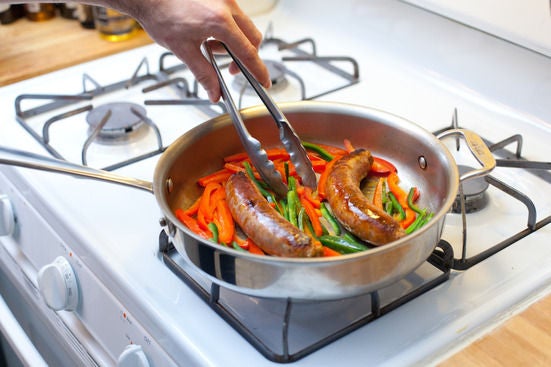 Cook the chorizo & peppers: