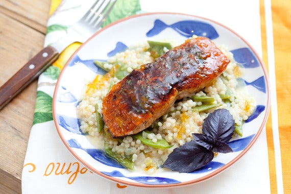 Bronzed Salmon with Orange Marmalade & Israeli Couscous