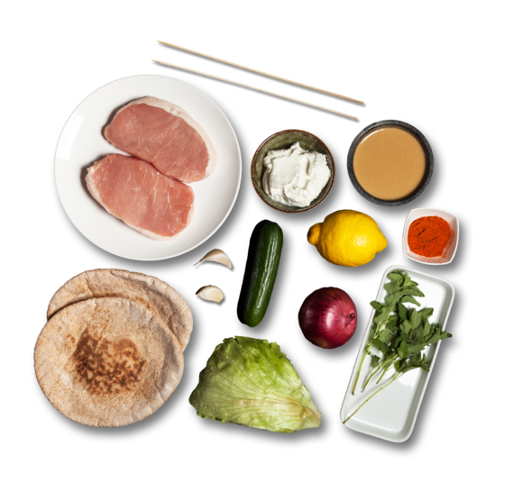 Pork Souvlaki Pitas with Tahini-Yogurt Sauce ingredients