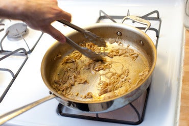 Caramelize the shallots: