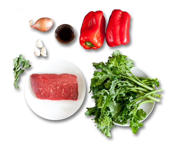 Steak with Salsa Rossa & Broccoli Rabe ingredients