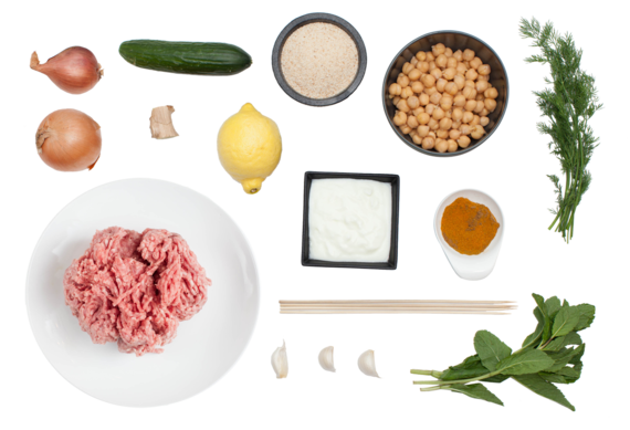 Lamb Kofte Kebabs with Sautéed Chickpeas & Cucumber Yogurt Sauce ingredients