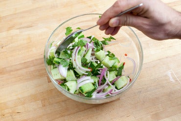 Make the cucumber salad: