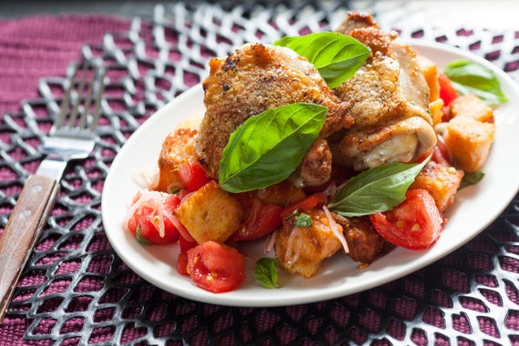 Marjoram-Garlic Chicken with Jersey Tomato Panzanella