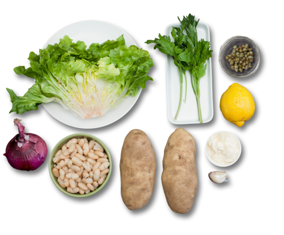 Cannellini Bean & Escarole Salad with Crispy Potatoes ingredients
