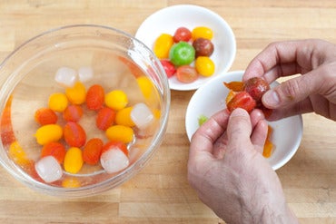 Blanch & peel the tomatoes: