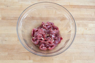 Marinate the beef: