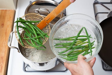 Cook the haricot verts & potatoes: