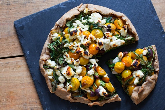 Caramelized Onion & Heirloom Tomato Crostata with Feta Cheese & Arugula