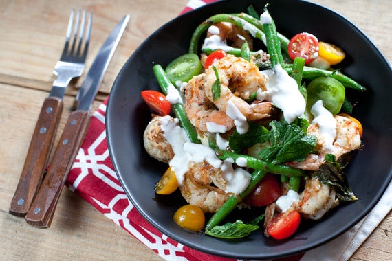 Za’atar Shrimp & Green Beans with Lemon Yogurt over Couscous