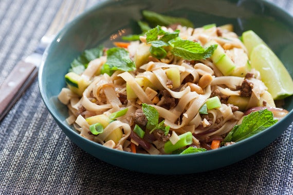 Lamb & Beef Rice Noodles with Mint, Lime & Ponzu