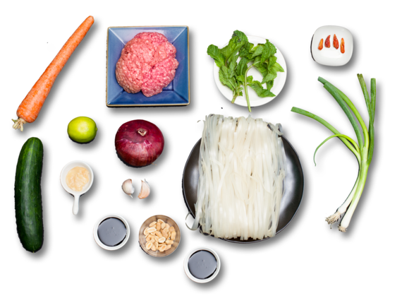 Lamb & Beef Rice Noodles with Mint, Lime & Ponzu ingredients