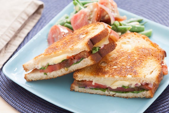 Heirloom Tomato & Fontina Grilled Cheese Sandwiches with Dijon Green Beans
