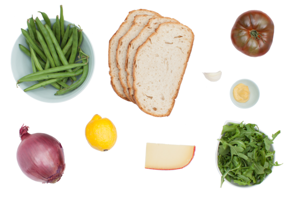 Heirloom Tomato & Fontina Grilled Cheese Sandwiches with Dijon Green Beans ingredients