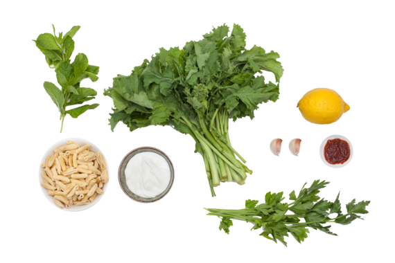 Broccoli Rabe & Cavatelli Pasta with Harissa & Yogurt ingredients