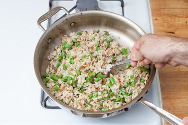 Make the cilantro-green bean rice: