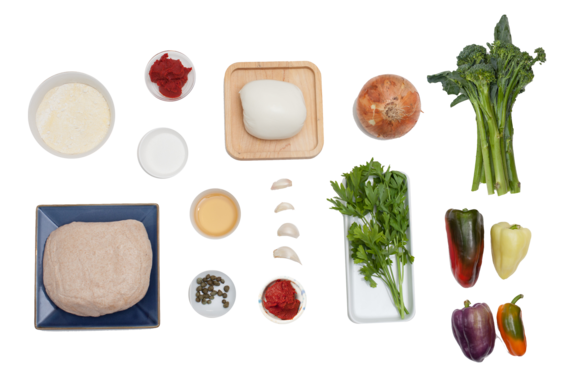 Peperonata Pizza with Broccolini & Fresh Mozzarella ingredients