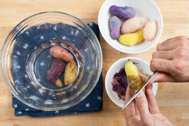 Cook & peel the potatoes: