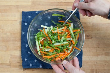 Make the dressing & salad: