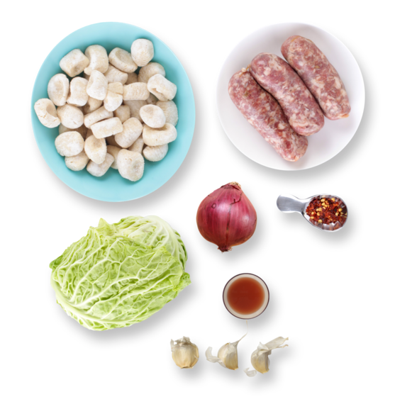 Gnocchi with Sausage and Savoy Cabbage ingredients
