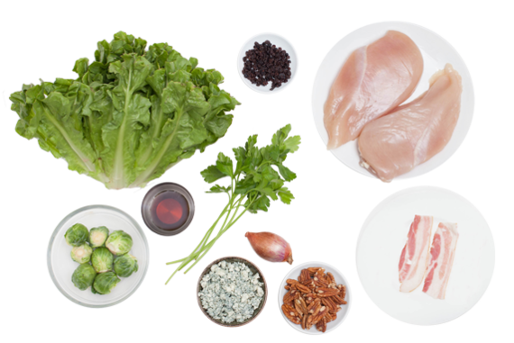 Chopped Chicken, Bacon & Brussels Sprouts Salad with Blue Cheese, Currants & Sherry Vinaigrette ingredients