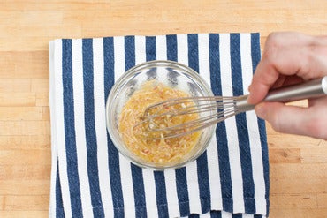 Make the horseradish vinaigrette & salad:
