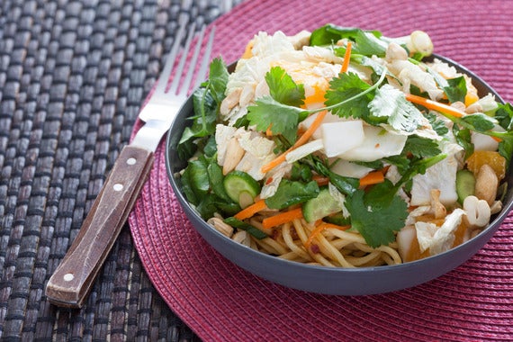 Chopped Asian Salad with Cold Noodles & Soy-Peanut Vinaigrette