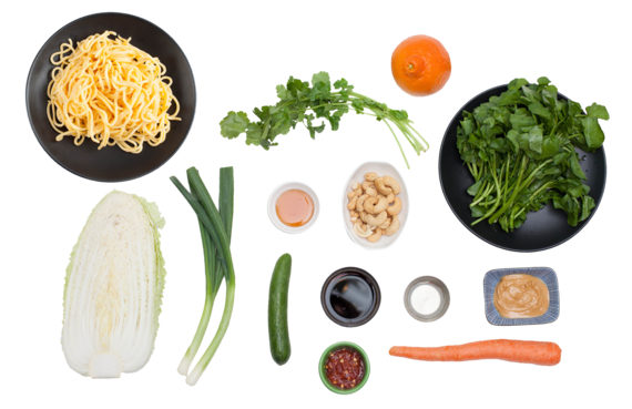 Chopped Asian Salad with Cold Noodles & Soy-Peanut Vinaigrette ingredients