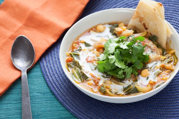 Chole Chickpea Stew with Collard Greens & M'smen Bread