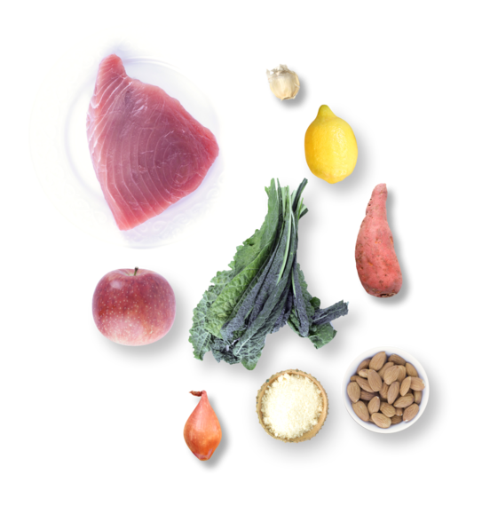 Seared Tuna with Black Tuscan Kale Salad ingredients