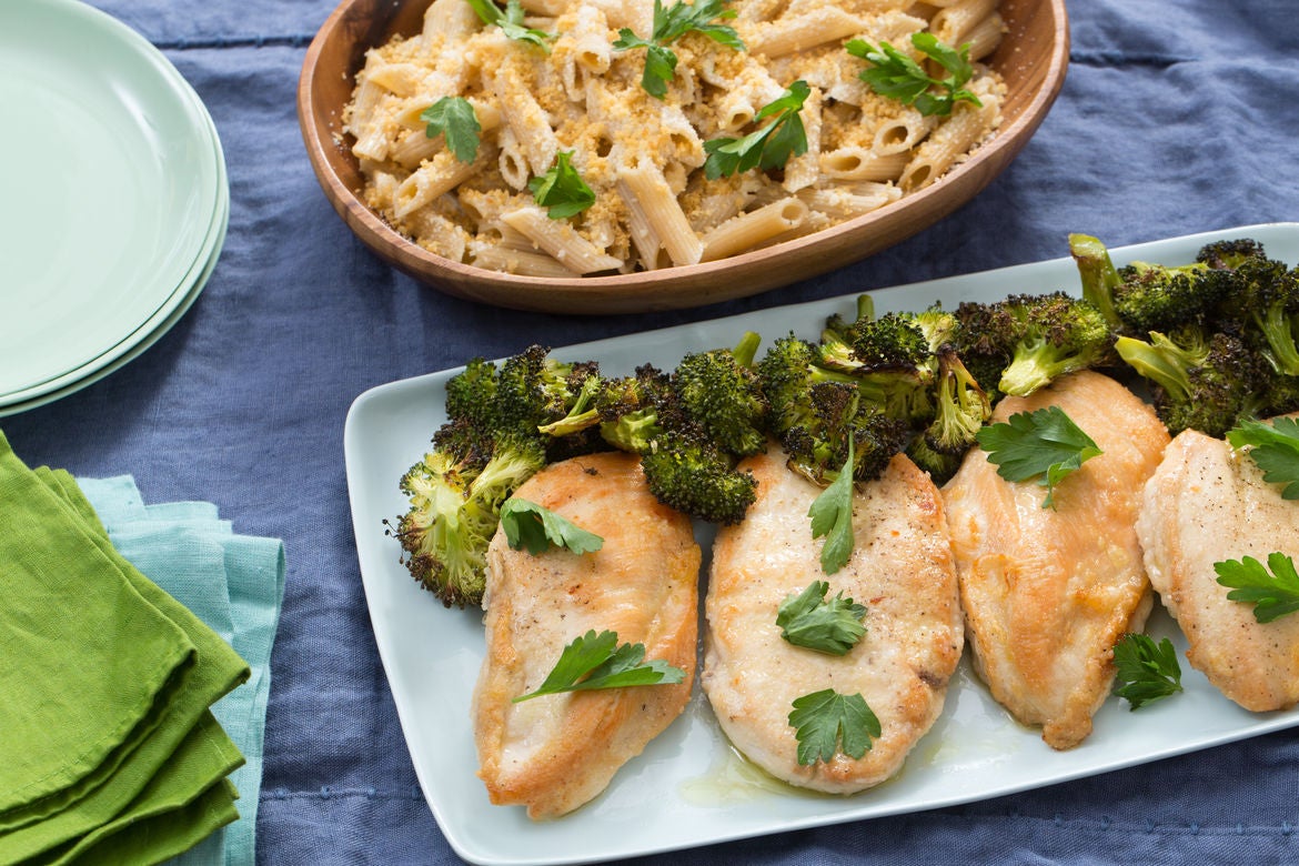 Recipe Chicken Scallopini with Whole Wheat Penne Rigate & Roasted